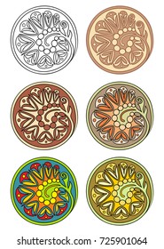 Vector set of circles with floral abstract elements