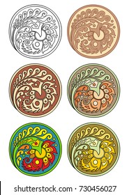 Vector set of circles with floral abstract elements