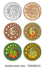 Vector set of circles with floral abstract elements