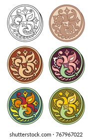 Vector set of circles with floral abstract elements