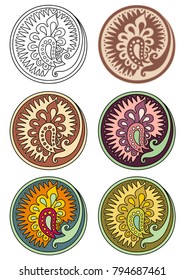 Vector set of circles with floral abstract elements