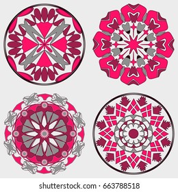 Vector set of circular patterns from abstract shapes