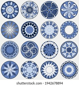 Vector set of circular patterns. Design elements for decoration