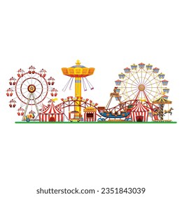 
vector set of circus characters and amusement park 