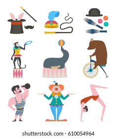 Vector set of circus elements