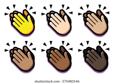 Vector Set Of Clapping Hands Isolated On White Background