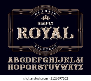 Conjunto de vectores de tipo de letra clásico con marco decorativo
