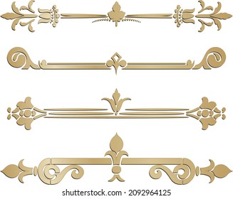 Vector set of classic gold monograms. Decoration at the end of the text, page of the peoples of Europe, Ancient Greece, Roman Empire
