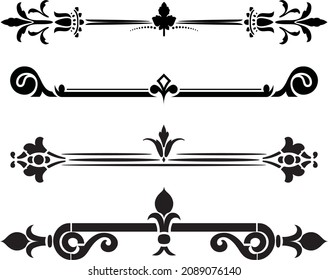 Vector set of classic monograms. Curl at the end of the text. Pattern of ancient greece, roman empire. Typographic ornament
