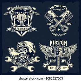 Vector Set of Classic Motorcycle Emblems Graphic Object illustration