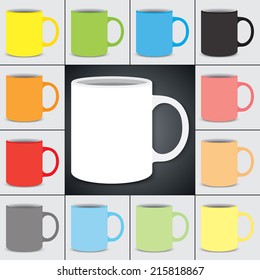 Vector set of classic mugs. Flat design.