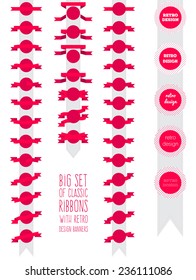 Vector set of classic ribbons for your design with circle banners in retro design