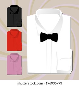 Vector Set of classic shirts with a bow tie