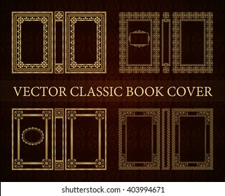 Vector set classical book cover. Decorative vintage frame or border to be printed on the covers of books. Drawn by the standard size