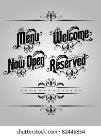 conjunto vectorial : Numeración clásica saludos restaurante diseño de texto elemento 1