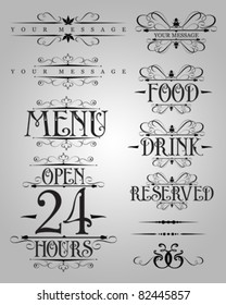 vector set : Classical numbering greetings restaurant text design element 2