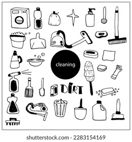 Vector set of cleaning and cleanliness elements.