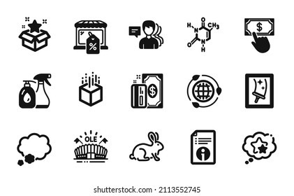 Vector Set Of Cleaning Liquids, Eco Energy And Sports Arena Icons Simple Set. Payment Click, Animal Tested And Technical Info Icons. Augmented Reality, Market Sale And People Signs. Vector