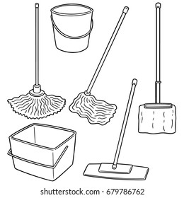 vector set of cleaning mop