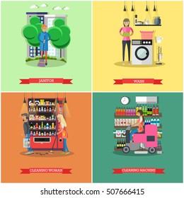 Vector set of cleaning service concept banners.