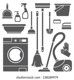 Vector set of cleaning symbols