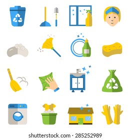 Vector set of cleaning tools. Flat design style.