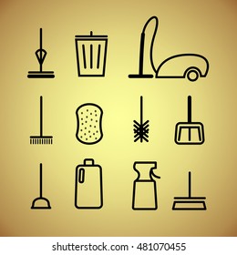 Vector set of cleaning tools. Flat design style.