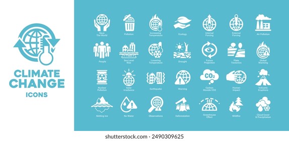 Vector set Climate change and global warming icons 