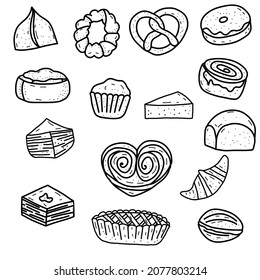 Vector set of clip art pastry