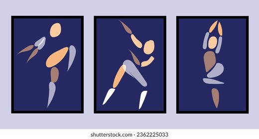 Vector set of clip-art professional dancer. Illustration of a flat faded style for the design of a competition poster or dance school.