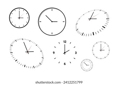 Vector set of clock icon. Different types of clocks.