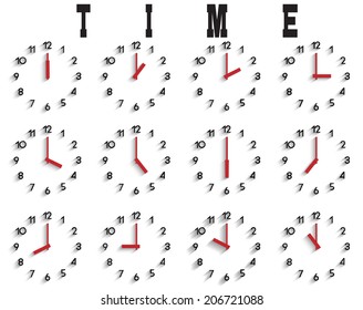 Vector set of  clocks with transparent shadow