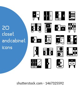 vector set of closet and cupboard icons