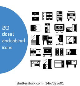 vector set of closet and cupboard icons