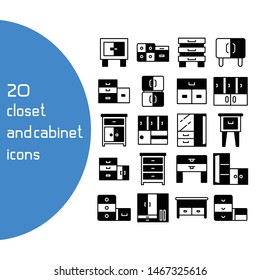 vector set of closet and cupboard icons
