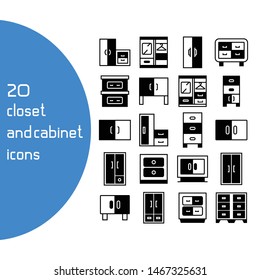 vector set of closet and cupboard icons