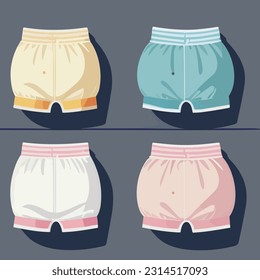 Vector set of cloth baby diapers. Eco friendly diapers