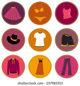 Vector. Set of clothes on white background . Flat icons