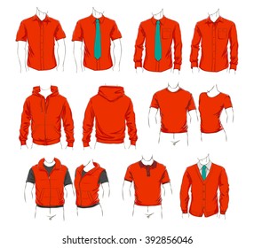 Vector set of clothes template for visualisation branding. Promo apparel.