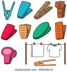 vector set of clothespin