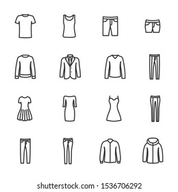 Vector set of clothing line icons.