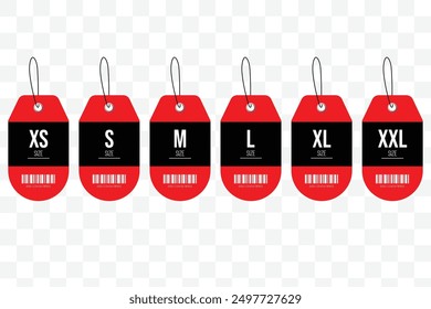 vector Set of clothing size labels XS S M L XL XXL Size label
