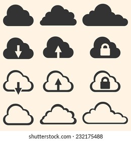 Vector Set Of Cloud Icons