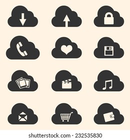 Vector Set of Cloud Icons with Different Conceptions