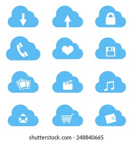 Vector Set of Cloud Icons with Different Conceptions