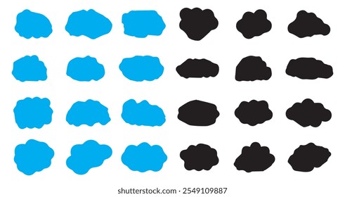 Vector set of cloud shapes. Abstract black doodle clouds icon. Vector illustration EPS 10