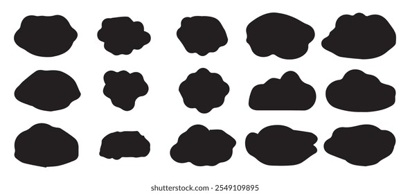 Vector set of cloud shapes. Abstract black doodle clouds icon. Vector illustration EPS 10