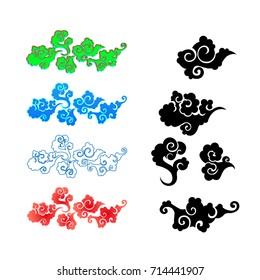 Vector set of clouds in Japanese style