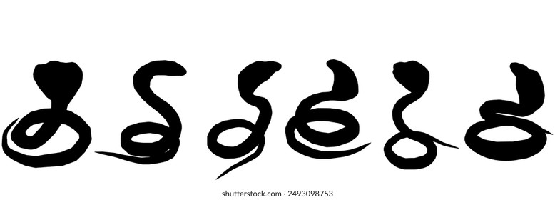 vector set of cobra snake silhouettes