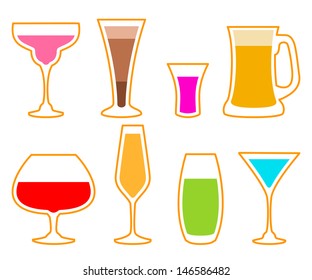 Vector set of cocktail glasses